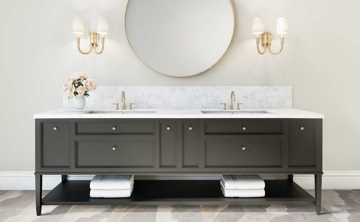 dark cabinets in bathroom